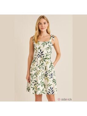 Monteau Halter Summer Dress Shoulder-Ties Front Pockets 90s Size Medium